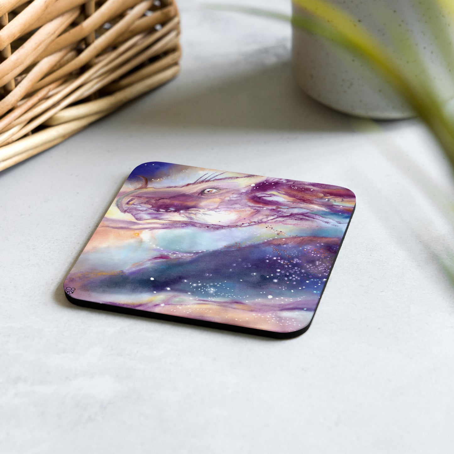 The Cosmic Dragon Cork-back Coaster