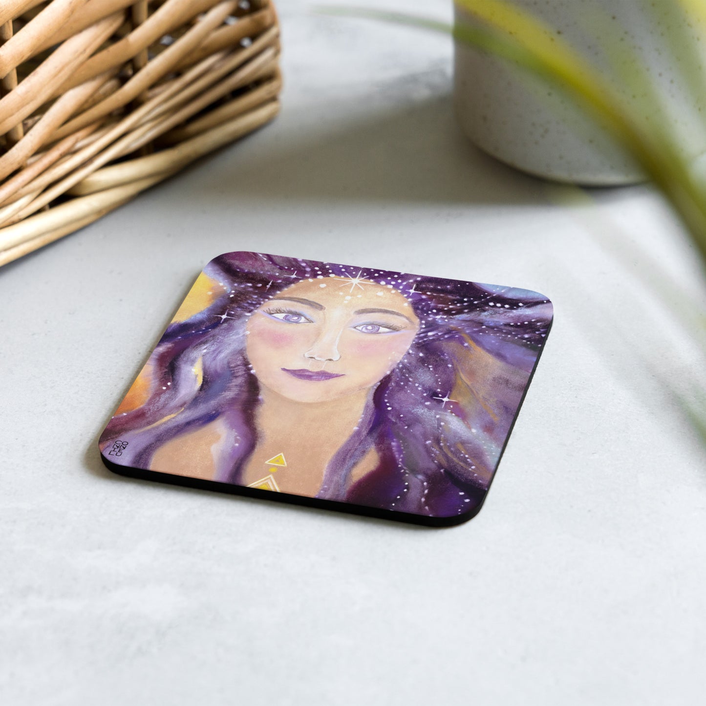 She Wears a Starry Crown Cork-back Coaster