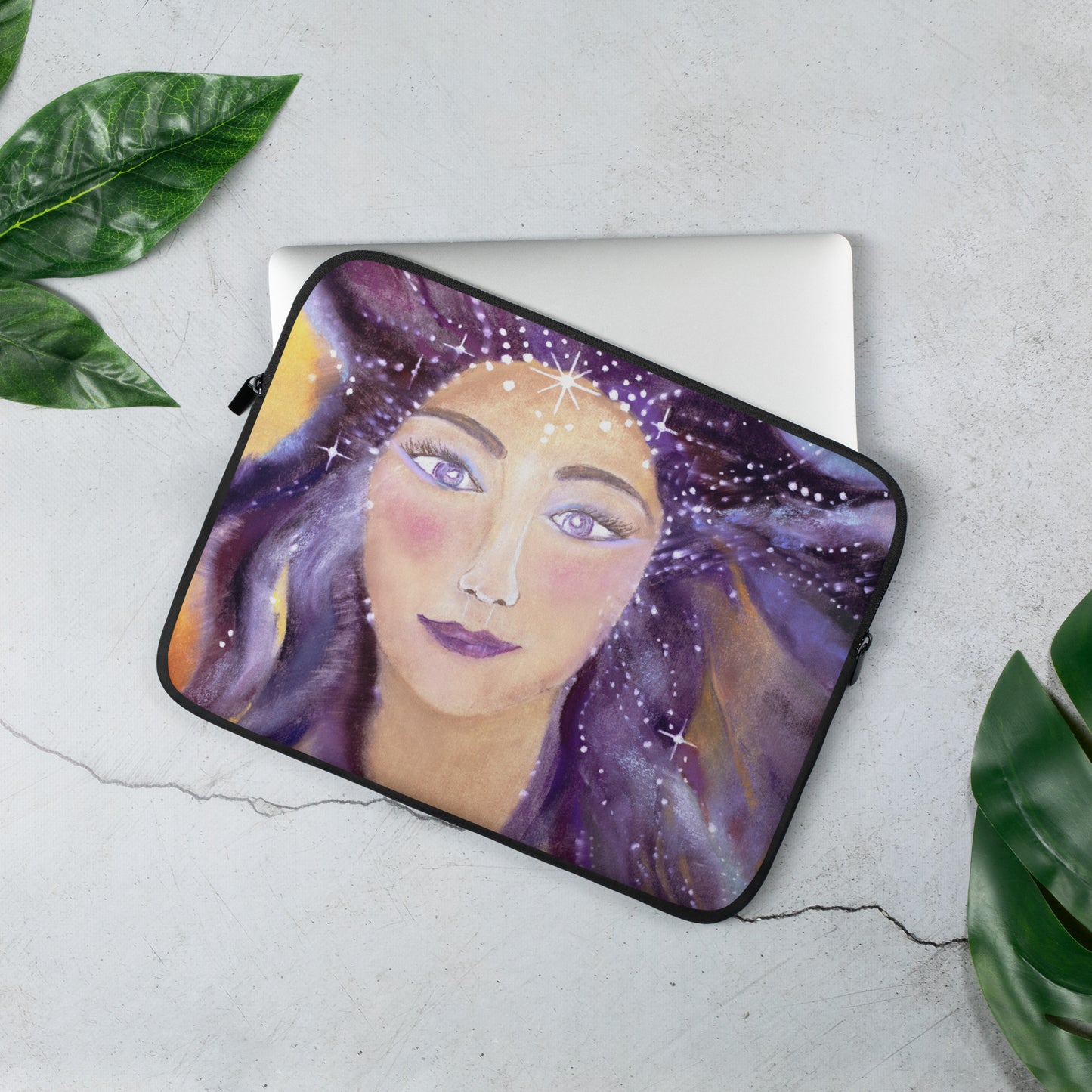 She Wears a Starry Crown Laptop Sleeves