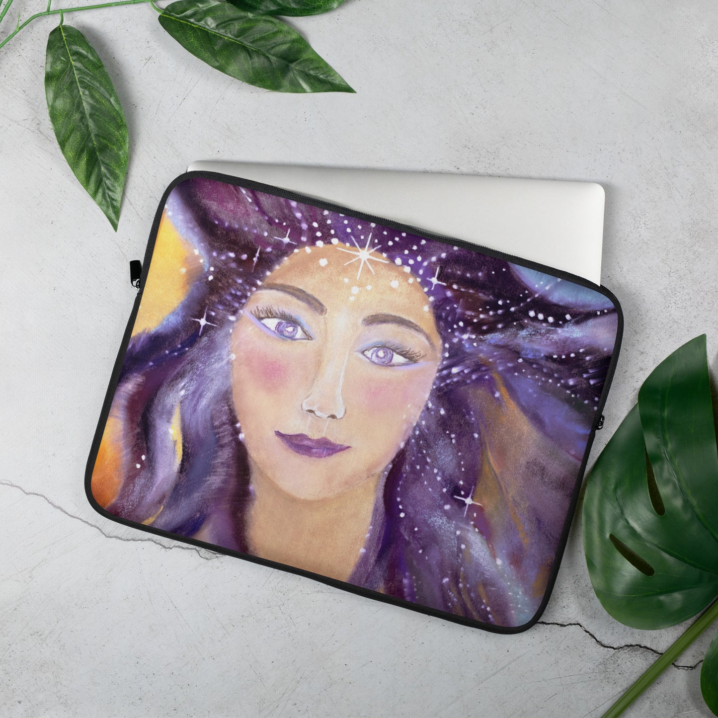 She Wears a Starry Crown Laptop Sleeves